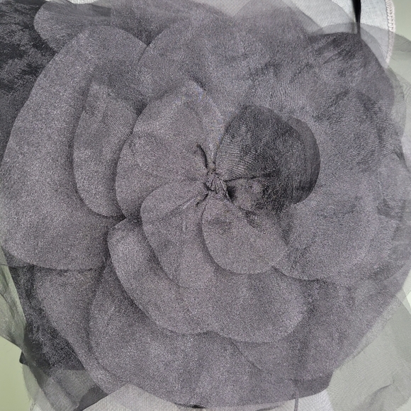 Rachel Zoe Black Oversized Flower Organza Crop Top Adj Straps Dress Event Med - Picture 5 of 13